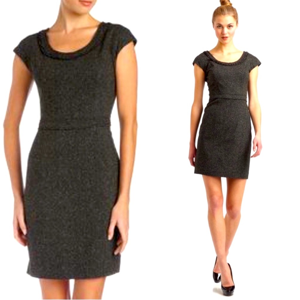 Rebecca Taylor Virgin Wool Boucle Tweed Gray Sleeveless Sheath Dress (size 10)